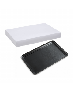 LOT TRAITEUR 50 BOITES 42x29x5 et 50 PLATEAUX NOIR 28x42